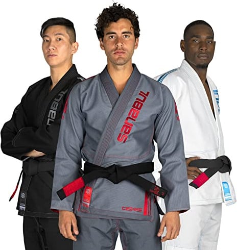Sanabul Core Competition BJJ Gi for Men & Women Preshrunk Fabric IBJJF Approved Brazilian Jiu Jitsu Training & Competition Gi - GREY/RED, A1