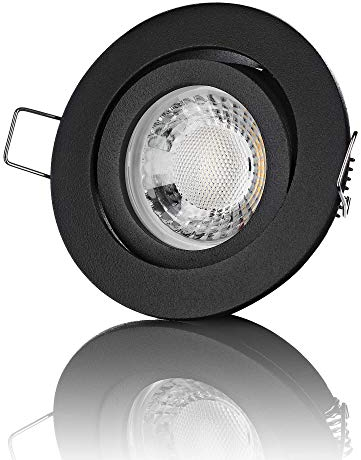 lambado® Premium LED Spot 230V Schwarz - Hell & Sparsam inkl. 5W GU10 Strahler warmweiß - Moderne Beleuchtung durch zeitlose Einbaustrahler/Deckenstrahler