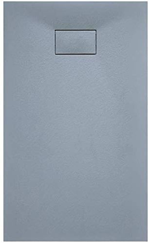 Piatto Doccia Arredo Bagno In Resina Effetto Pietra Stone Ardesia Spessore 2.6 Cm Antiscivolo Filopavimento Riducibile Indistruttibile Con Griglia Di Copertura Grigio (90 x 120 Cm)