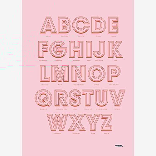 LA MAJORETTE A MOUSTACHE Poster ABCDaire des Jurons et Inseltes Art, Papier, Rosa, Format: 50 x 70 cm