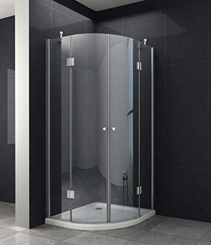 home-systeme Viertelkreis Duschkabine Dusche Rom 90 x 90 x 180cm / 8 mm / Silber / ohne Duschtasse