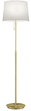 Höhenverstellbare Stehleuchte Messing mit Stoffschirm Weiß, Höhe max. 180cm