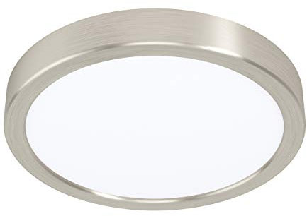 EGLO LED Deckenleuchte Fueva 5, Ø 21 cm, 1 flammige Aufbauleuchte aus Stahl und einer Kunststoff Leuchtfläche, Deckenlampe in Nickel-Matt, Weiß, LED Aufbaulampe neutralweiß
