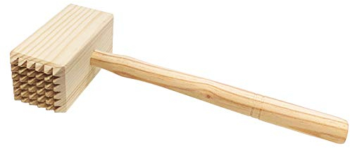 Acan - Mazo para carne de madera, 25 cm, Martillo ablandador de carne cuadrado de cocina