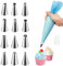 CVOZO Poche a Douille Patisserie Douilles Patisserie, 12 Douilles Patisserie,1 Poches à Douille Silicone Réutilisables, Décoration Parfaite Vos Cupcake et Muffins Gâteaux