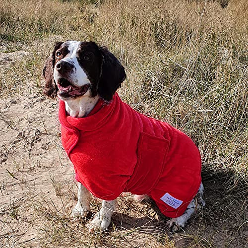 Mutt and Bailey Hunde-Trockenmantel – Mikrofaser-Handtuchmantel mit super saugfähigem doppellagigem Design – Hundehandtücher zum Trocknen von Hunden, bequeme Passform (L, Ziegelrot)