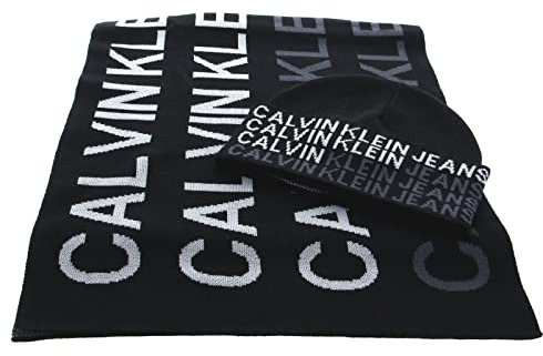 Calvin Klein CKJ Giftpack Soft AOP Beanie + Scarf Black