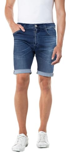Replay Herren Jeans Shorts RBJ 901 Tapered-Fit mit Comfort Stretch, Medium Blue 009 (Blau), 32W