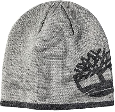 Timberland Reversible Tree Logo Cuffless Knit Hat Beanie (Light Grey Heather)