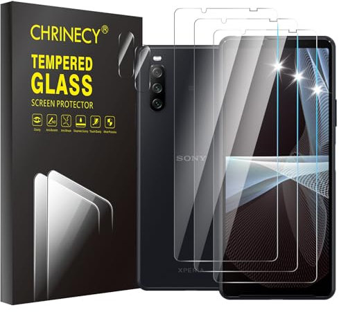 [5 Stück] 3 Stück Schutzfolie für Sony Xperia 10 III Schutzfolie + 2 Stück Kamera Displayschutzfolie, 9H Härte, Anti-Kratz, HD-Klar, Blasenfrei, Anti-Öl, Ultrabeständig