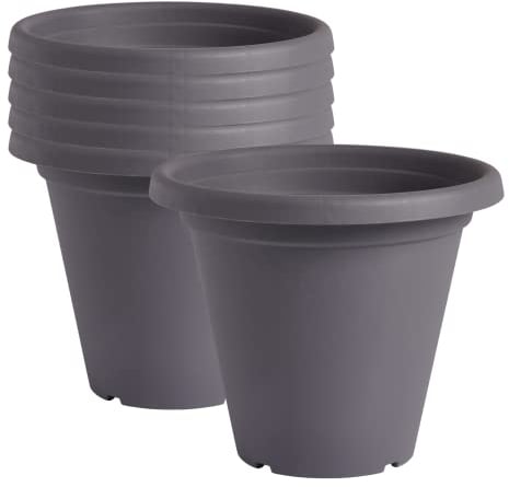 Clever Pots Vasi per Piante, da 6x 30 cm Vaso Fiori Plastica con Fori Di Drenaggio, Vaso Leggero, Fioriere Rotonde da Esterno e Interno, Ideale per Giardini, Terrazze e Patii, Carbone