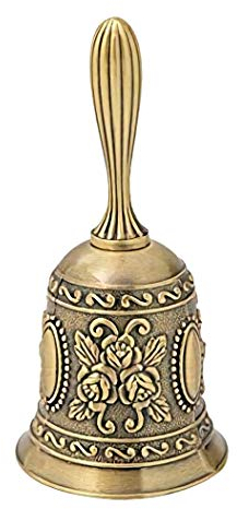 Cusstally Handglocke, Ring Ton Metall Alarm, Hand in Hand, eine Klingel für Service, Büro, Glocke, Teespiele, Weihnachtsglocke, Gold