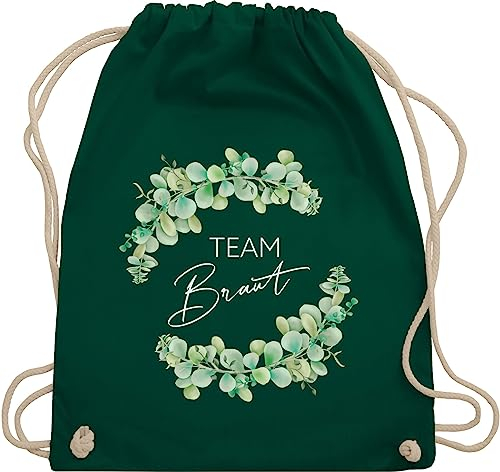 Turnbeutel Rucksack - JGA Junggesellenabschied Frauen - Team Braut Eukalyptus I Crew Bride - Unisize - Dunkelgrün - stoffbeutel das gefolge der brauttaschen bachelorette party stoffrucksack