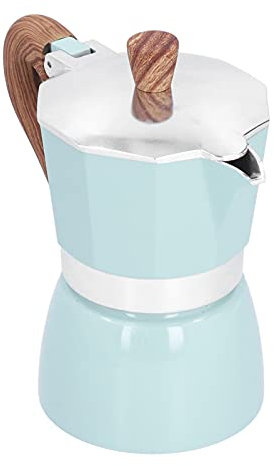 150ML Moka Pot, Classic Stovetop Espresso Maker Italian Style Octagonal Espresso Cup Moka Pot for Home Office Kitchen(Blue)