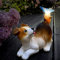 OKESYO Gartendeko für Draußen Figuren Tiere Gartendeko Draußen Tiere Solar Gartenlichter, Harz Solarleuchten Tiere, Hund Solarleuchten für Außen Balkon Gartendekoration Innenhof 14 * 15 * 26cm