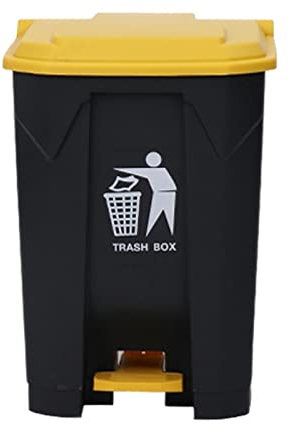 Poubelle d'intérieur rectangulaire en plastique/poubelle, poubelle de cuisine de 6,6 gallons avec couvercle, poubelle (jaune)