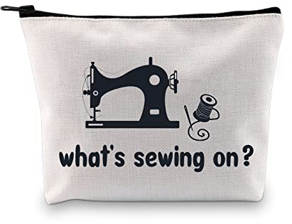 MYSOMY Make-up-Tasche zum Nähen von Make-up-Tasche, lustiges Quilten, Geschenke für Nähliebhaber, Quilter-Geschenke, Kosmetiktasche, Was ist angenäht? MB, Modisch