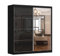 Kleiderschrank M31 mit Spiegel 203 cm, Schwebetürenschrank, Garderobeschrank Schlafzimmer; Wohnzimmerschrank; Korpus Schrank Farbe: Schwarz; Farbe der Schrankfront: Schwarz Hochglanz- 2 Schiebetüren