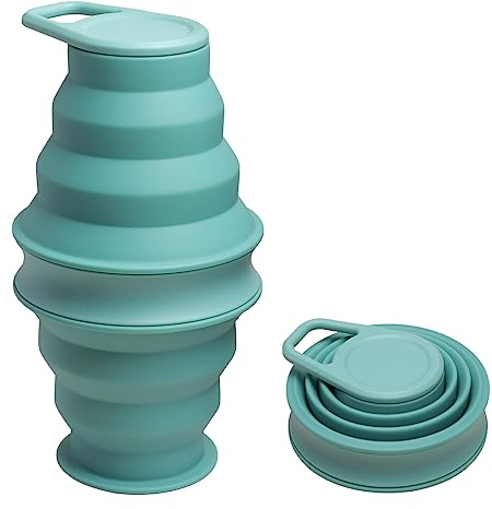 Opard Collapsible Water Bottles 500ml BPA Free Leak Proof Foldable Silicone Bottle with Anti-Collapse Ring for Travel Camping Hiking Running Sport