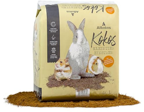 Allkokos Einstreu aus 100% Kokosfasern – Kleintiereinstreu staubfrei, geruchsbindend und sanft zu Pfoten – perfekt als Streu für Hamster, Kaninchen, Meerschweinchen UVM. (3x40 Liter)