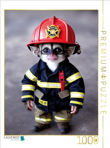 CALVENDO Puzzle EIN Motiv aus dem Kalender Feuerwehr - Tierischer Feuerwehrkalender | 1000 Teile Lege-Größe 48 x 64 cm Foto-Puzzle für glückliche Stunden