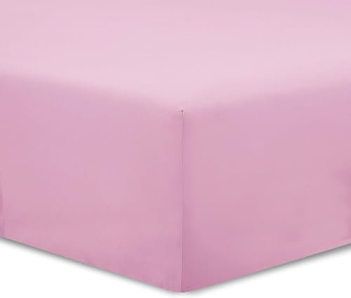 Drap Housse-100% Coton: 57 Fils - Taille et Coloris Au Choix (Rose, 140x190cm)