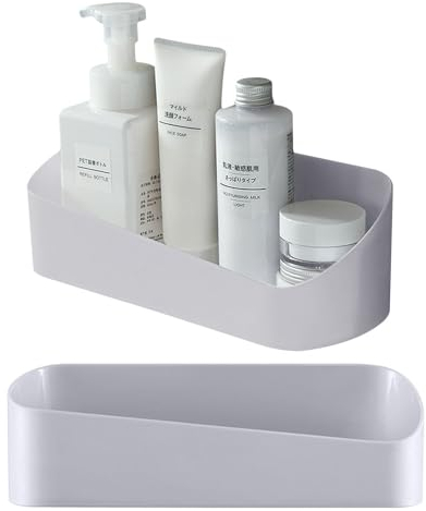Bncxdc duschablage ohne bohren, 2PCS Kunststoff duschregal, Selbstklebende badezimmer organizer shampoo halterung für dusche, für Küche und Bad mit 2 durchsichtigen Aufklebern (grau)