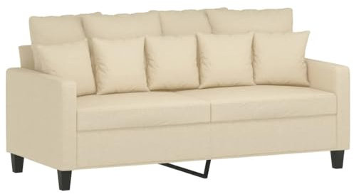 vidaXL Sofa 2-Sitzer, Loungesofa Couch mit Armlehnen Rückenkissen, Wohnzimmersofa Designsofa Metallgestell, Sitzmöbel Zweisitzer, Creme Stoff