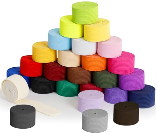 EKOCEV Cinta Elástica 26 Piezas Goma Elastica Ancha 20mm Cinta Elastica Costura Colores Cinta Elastica Costura Flexible Cinta Elástica Costura para Coser Manualidades Bricolaje