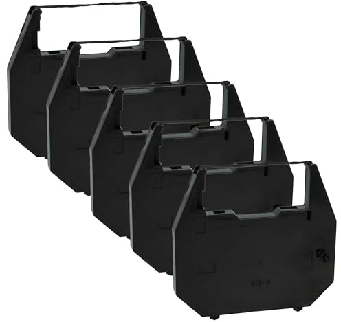 vhbw 5x Farbband Schriftband kompatibel mit Privileg Electronic 2200 | Electronic 2400, 2200, 2400 Nadeldrucker, Bondrucker - Schwarz