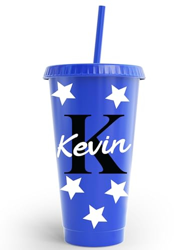 Generic Vaso frío con letras y nombre, estrellas personalizadas para niños y adultos, vasos de plástico de 680.4 g, para celebraciones de cumpleaños y fiestas