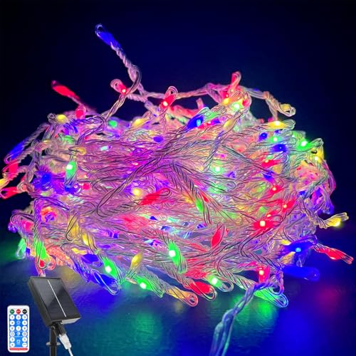 Acxilexy Solar Lichterkette Aussen, 10M Wasserdicht Weihnachtsbeleuchtung, 370 LEDs Solar Weihnachtsbeleuchtung Außen Garten Dekorative Lichter 8 Modi Fernbedienung Timer für Garten Weihnachten