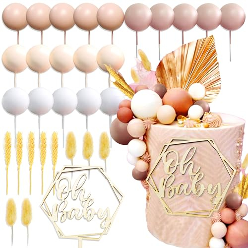 JeVenis Kuchen Dekoration Holz Kuchendekoration Boho Dusche Torte Rustikalen Kuchen Topper Holzkuchen Dekorationen für Hochzeit Braut Geburtstag Party Supplies