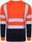 KARKARM Men High Vis Work Wear Crew Neck Long Sleeves Shirt for Women UK Unisex Hi Viz Visibility T Shirts Safety Reflective Tape Breathable Summer Top Orange/Navy
