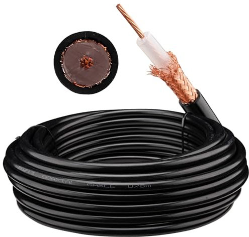 urcianow Cavo coassiale RG213 da 15 metri, a bassa perdita, RG213, 50 Ohm, schermatura a treccia di rame nudo per connettore UHF/Ham/GPS/RF Radio/antenna