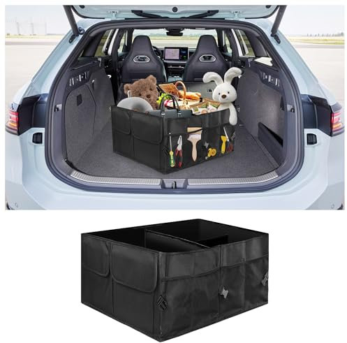 Auto Kofferraum Organizer,Zusammenklappbar Mehrkammern Kofferraumtasche Auto für Unordnung im Auto,Universal 50L Große Kapazität Auto Zubehör Innenraum Auto Organizer für SUV LKW