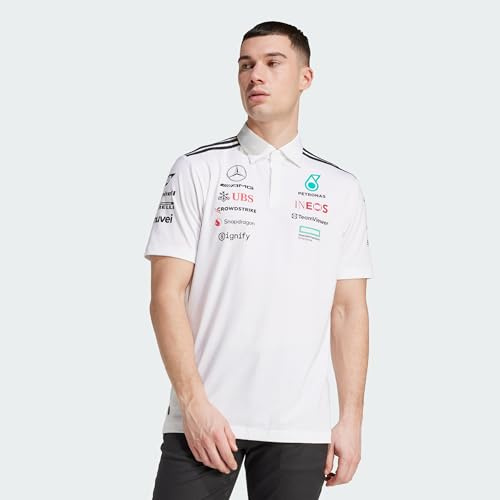 adidas Herren Mercedes - AMG Petronas Formula ONE Team Team Polo White Men, White Melange/Black, XXL