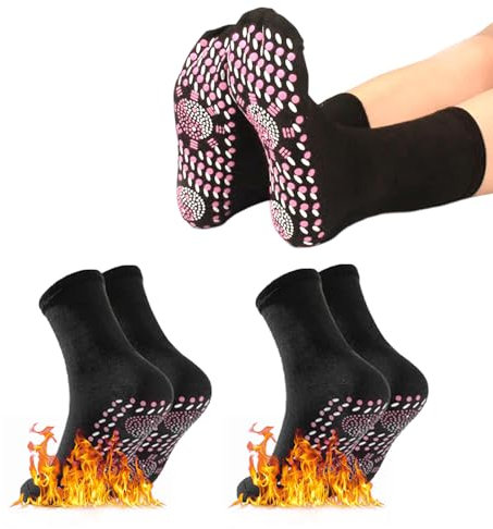 Selbsterwärmende Socken, Turmalinsocken, 2 Paar Selbstheizende Socken, Selbsterwärmende Socken, Winter Heizsocken, Fußwärmer Socken, Socken Herren Damen für Outdoor-Aktivitäten im Winter, Schwarz