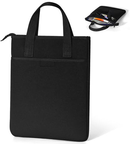 Playexen Sacoche Porte Documents A4 Homme Femme en Néoprène Sac de Voyage Zippé Dossier Rangement Documents A4 Congrès Commerciales Scolaire Bureau de Conférence avec 2 Compartiments