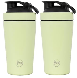 for you Shaker Edelstahl - 500 ml mit Shaker-Kugel und auslaufsicherem & BPA freiem Deckel - Mit einer innenliegenden Skala - spülmaschinengeeignet - Perfekt für Proteinshakes, Smoothies & Fitness
