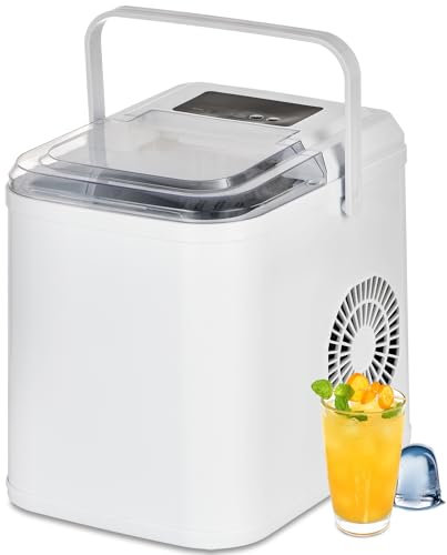 Nyxi Countertop Ice Maker Machine, Portabl, 12kg Ice in 24 Hrs, 1.3L Water Tank, Self-Cleaning, 9 bullet-shaped ice cubes in 6 Mins, Ideal for Home, Office, Bar, Restaurant, Parties etc
