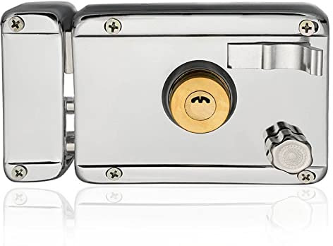 Serrure de Porte Extérieure, Serrure de Ménage en Fer chromé, Serrure de Porte Extérieure, Serrure à Pêne Dormant de Ménage, Style Vintage avec clé de Cylindre à Pêne Dormant,