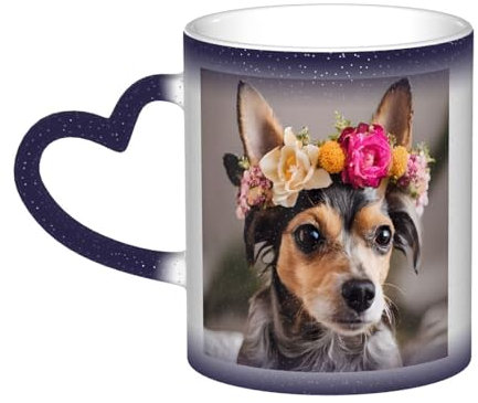 XDCYWBZDBC Yorkie Floral Coffee Cups and Mugs Big Tea Cups and Hot Chocolate Cups Hot Drinks Large Oriental Classical Fancy Cups The Best Gift for Couples Multicolor