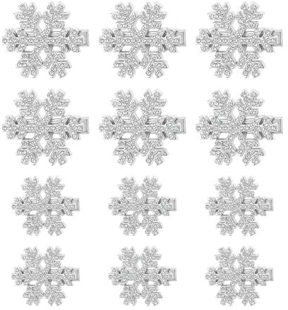 AYNKH 12 pièces, pinces à cheveux flocon de neige en strass, pinces à cheveux flocon de neige, pinces à cheveux d'hiver, pinces à cheveux de Noël, pinces à cheveux coréennes haut de gamme
