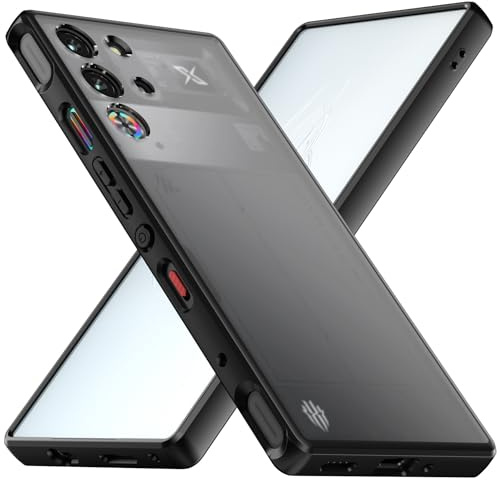 Cresee Hülle für Red Magic 10 Pro/Red Magic 10S Pro Case, Matte Transluzente Harte Rückseite + Weiche TPU Bumper Handyhülle Stoßfest Schutzhülle Cover, Schwarz