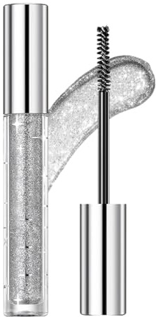 Glitter Mascara Lashes Mascara Wasserdichte Wimperntusche Langlebige Wimpern-Mascara Funkelnde Diamant Herz Mascara, Schnell Trocknend, Langlebig, Kräuselnd, Dicker Mascara-Schimmer