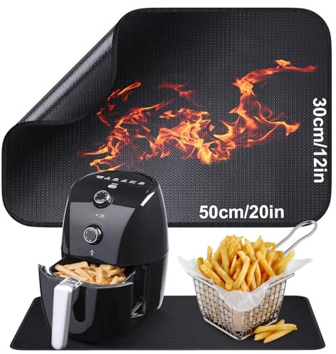 30 x 50cm Hitzebeständige Unterlage - Hitzebeständige Matte für Luftfritteuse, Feuerfeste Unterlage Kaffeemaschine, Hitzeschutzmatte, Brandschutzmatte, Arbeitsplattenschutz, Anti-Rutsch wasserdichte
