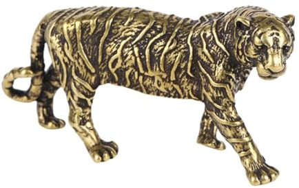 HOOTNEE Tiger-formige Dekorative Figur Tischdeko Tigerskulptur Kupferhandwerk Ornament Für Wohnzimmer Schlafzimmer Büro Schmuck