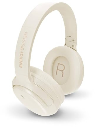 Energy Sistem Rizz Bluetooth-Kopfhörer, faltbar, mit 50 Stunden Akku, Schnellladung, faltbares Design, Deep Bass, Multi-Geräteanschluss, Sprachassistent und aus recyceltem Kunststoff, Weiß