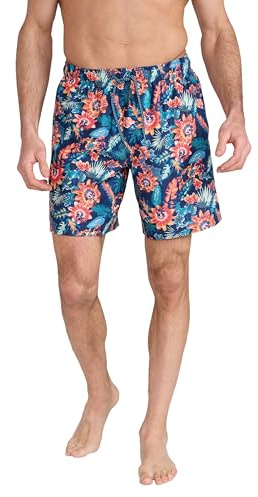 Mountain Warehouse Aruba Printed Mens Swim Shorts - Lightweight Swimming Trunks, Internal Mesh Short Trousers, UV Protect Board Shorts - Spring Summer, Beach, Pool Coral (Printed) S